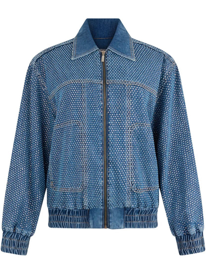 Rhinestone-Embellished Denim Jacket