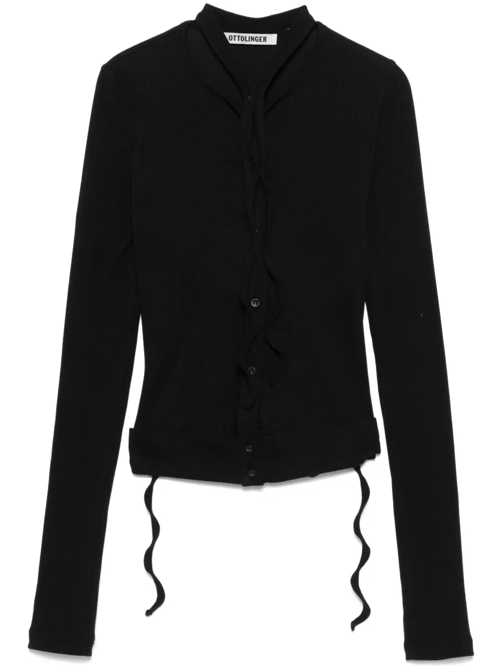 Double-Fastening Ribbed Cardigan