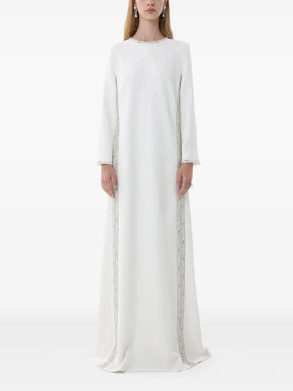 Embroidered Crepe Gown