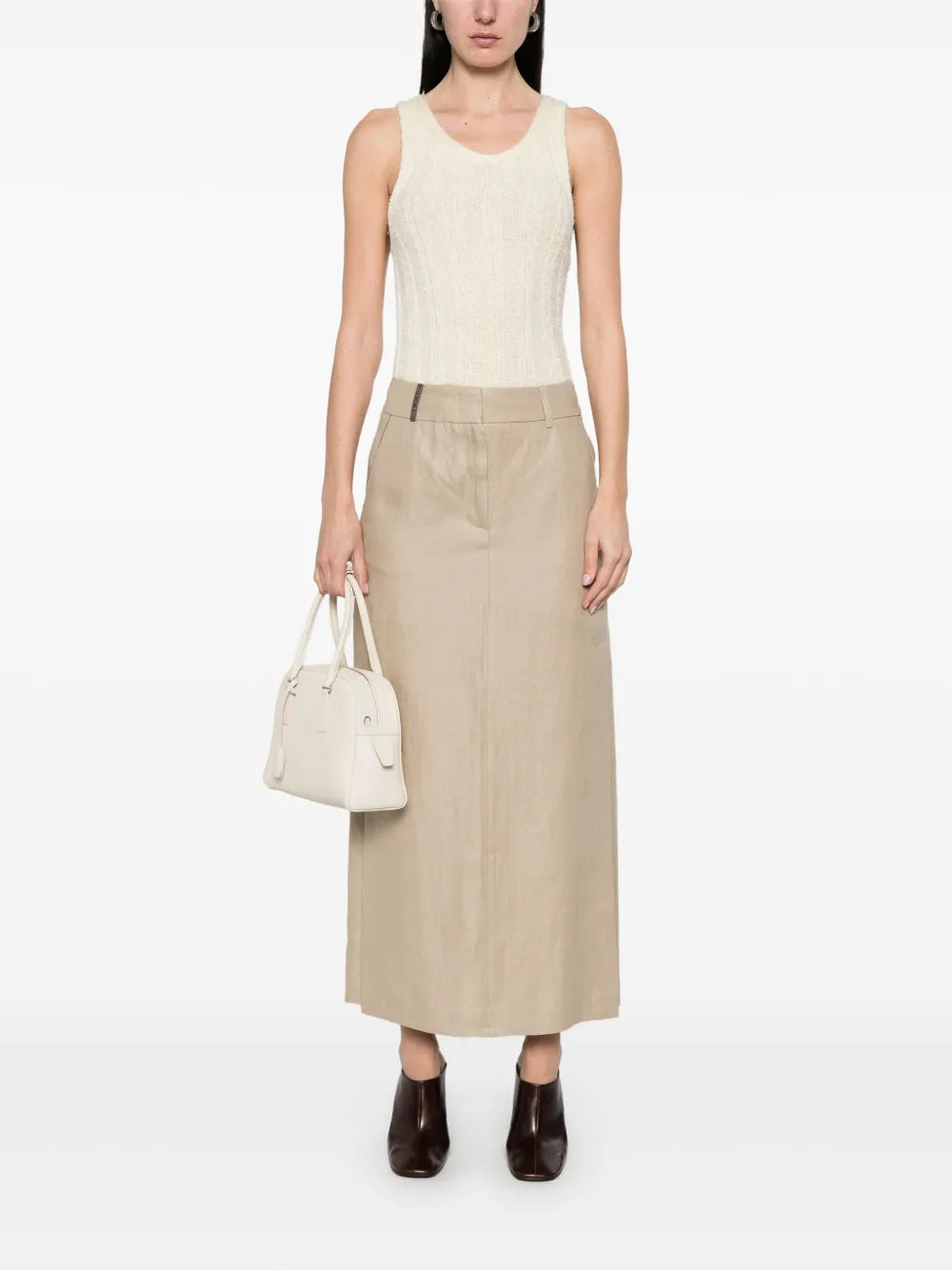 Bead-Embellished Midi Skirt
