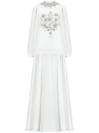 Embroidered Chiffon Gown
