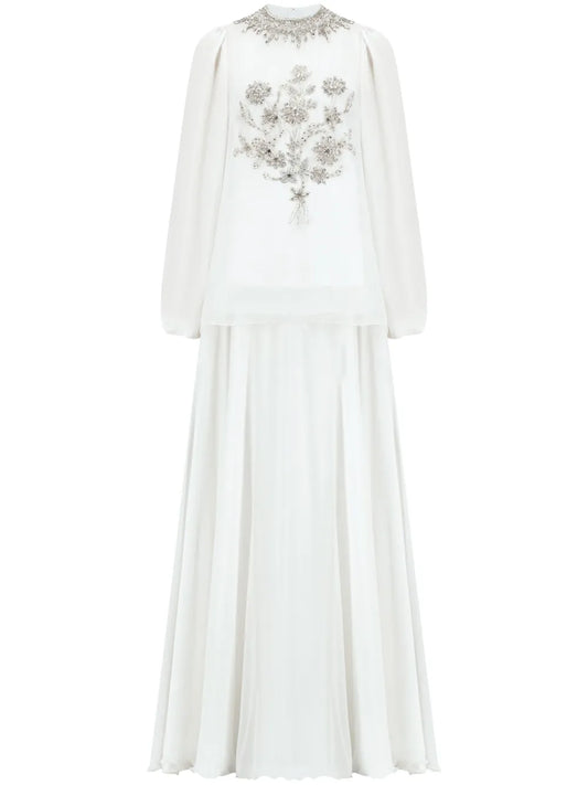 Embroidered Chiffon Gown