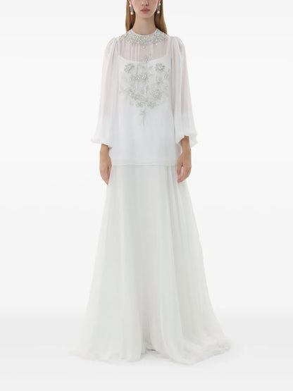 Embroidered Chiffon Gown