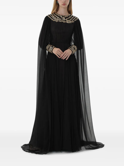 Crystal-Embellished Chiffon Maxi Dress
