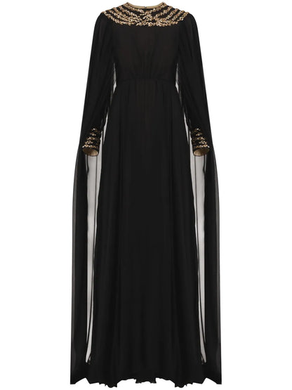 Crystal-Embellished Chiffon Maxi Dress