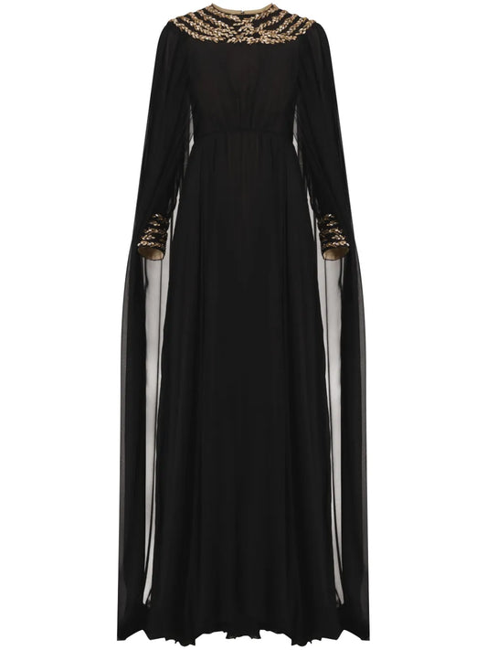 Crystal-Embellished Chiffon Maxi Dress