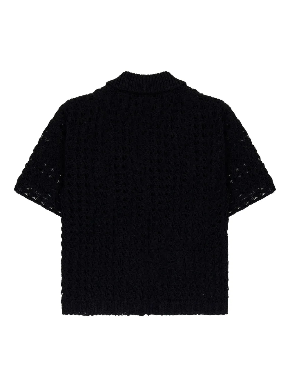 Open-Knit Boxy Polo Top