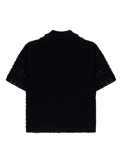 Open-Knit Boxy Polo Top