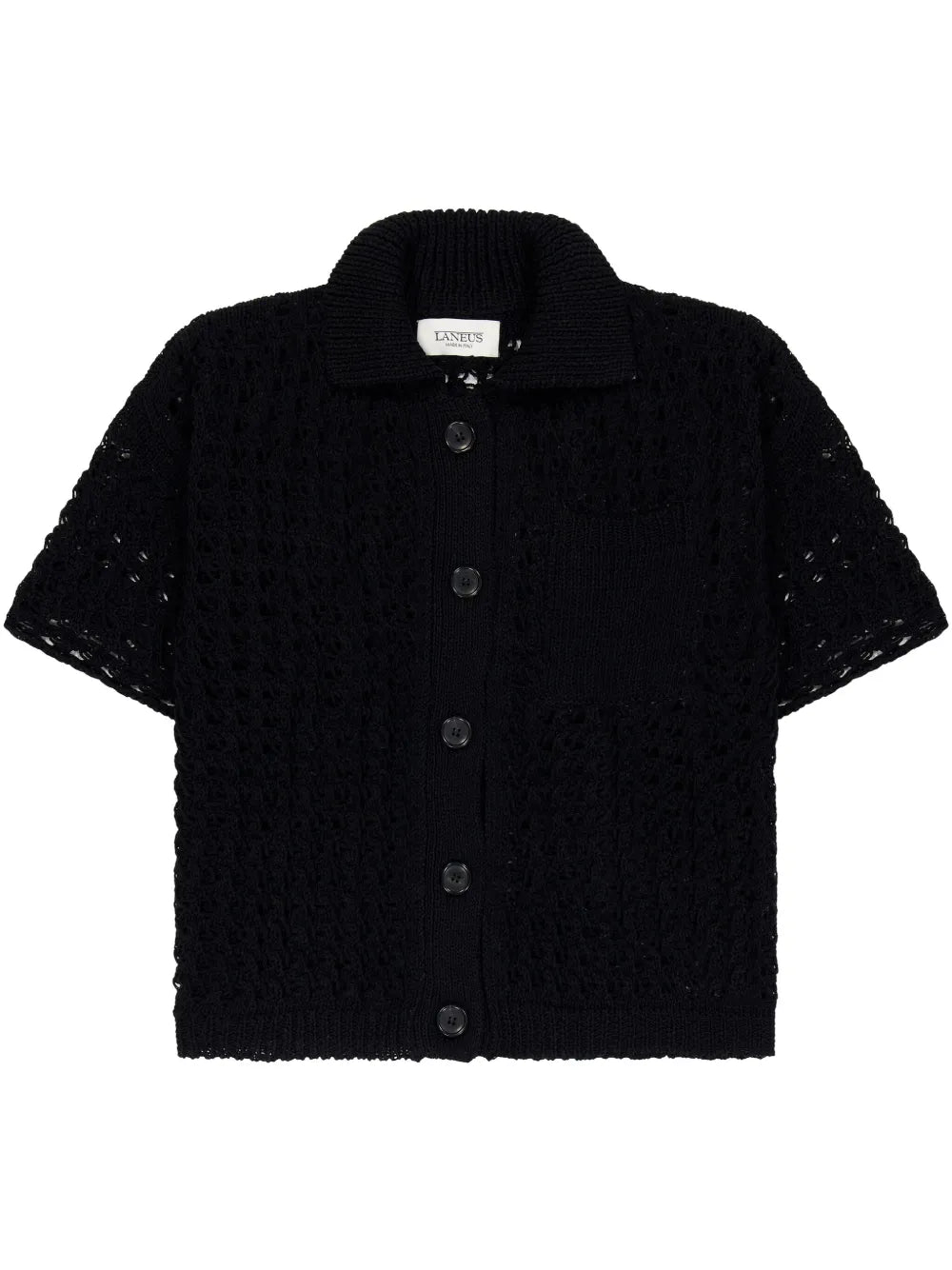 Open-Knit Boxy Polo Top