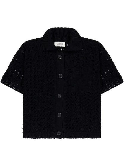 Open-Knit Boxy Polo Top