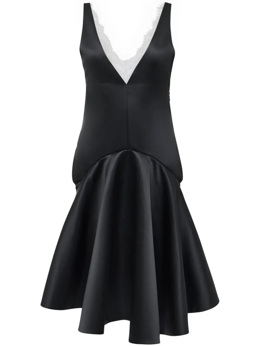 Draped-Hem V-Neck Dress