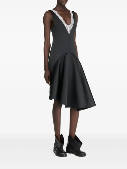 Draped-Hem V-Neck Dress