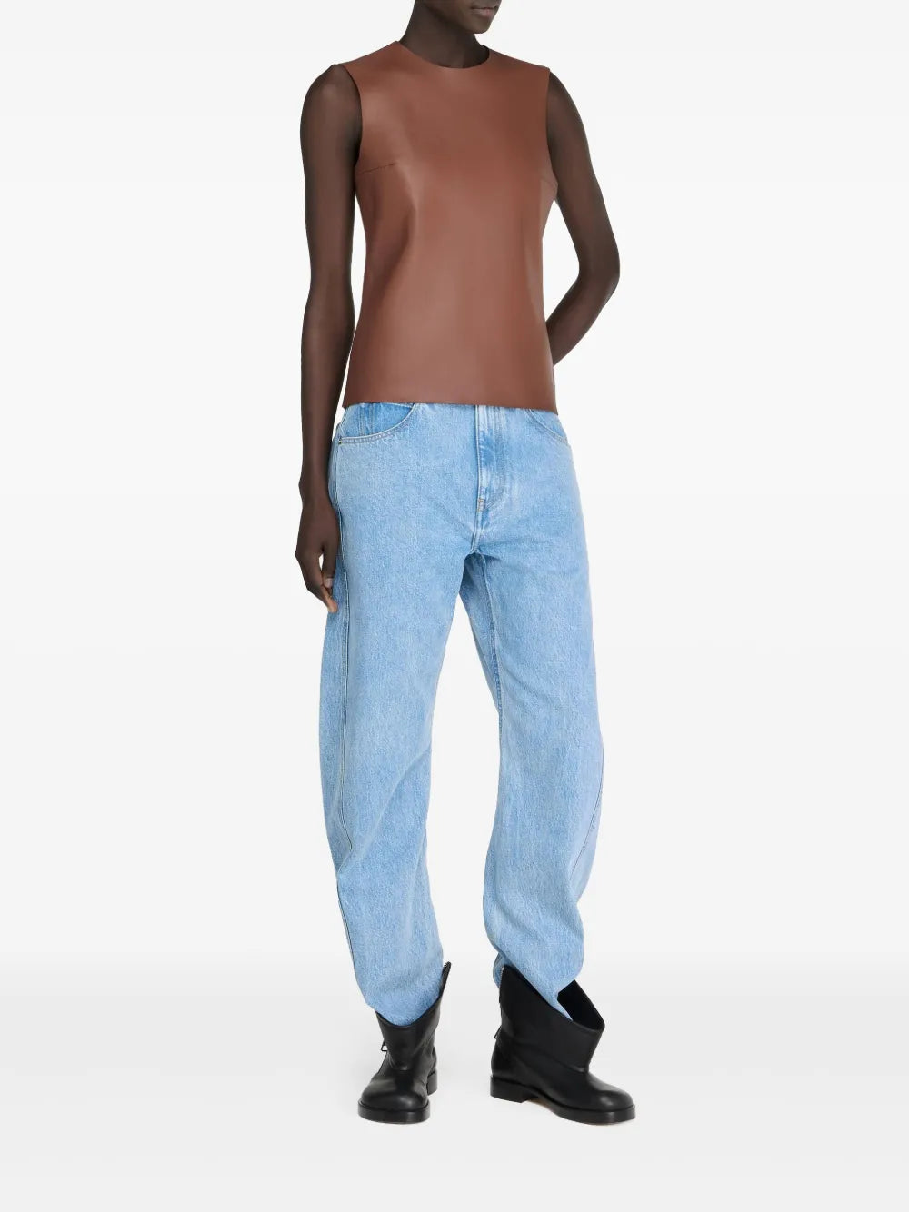 Sleeveless Leather Top