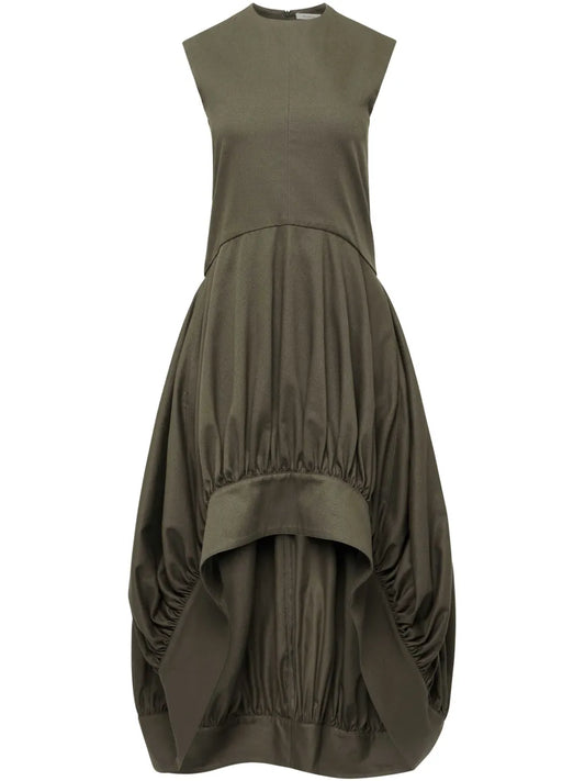 Balloon-Hem Midi Dress