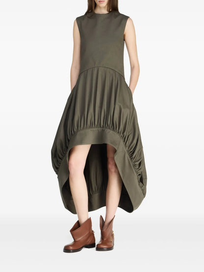 Balloon-Hem Midi Dress