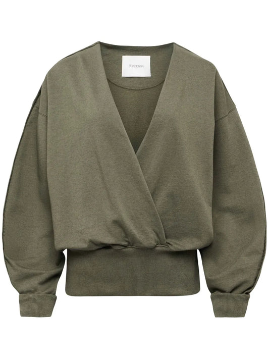 Rounded Wrap-Front Sweatshirt