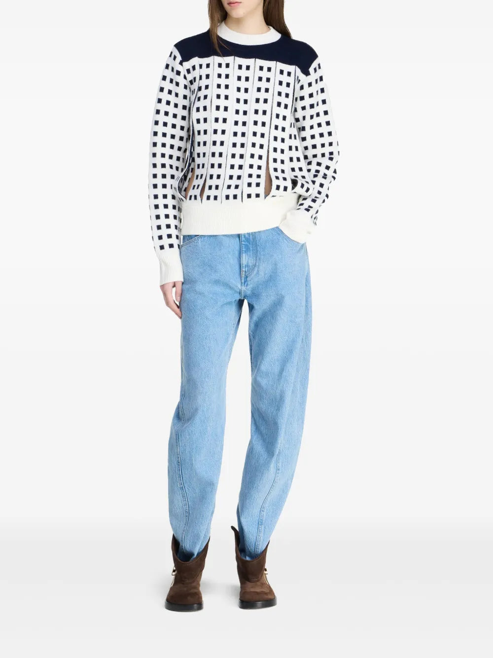 Jacquard Slit Sweater