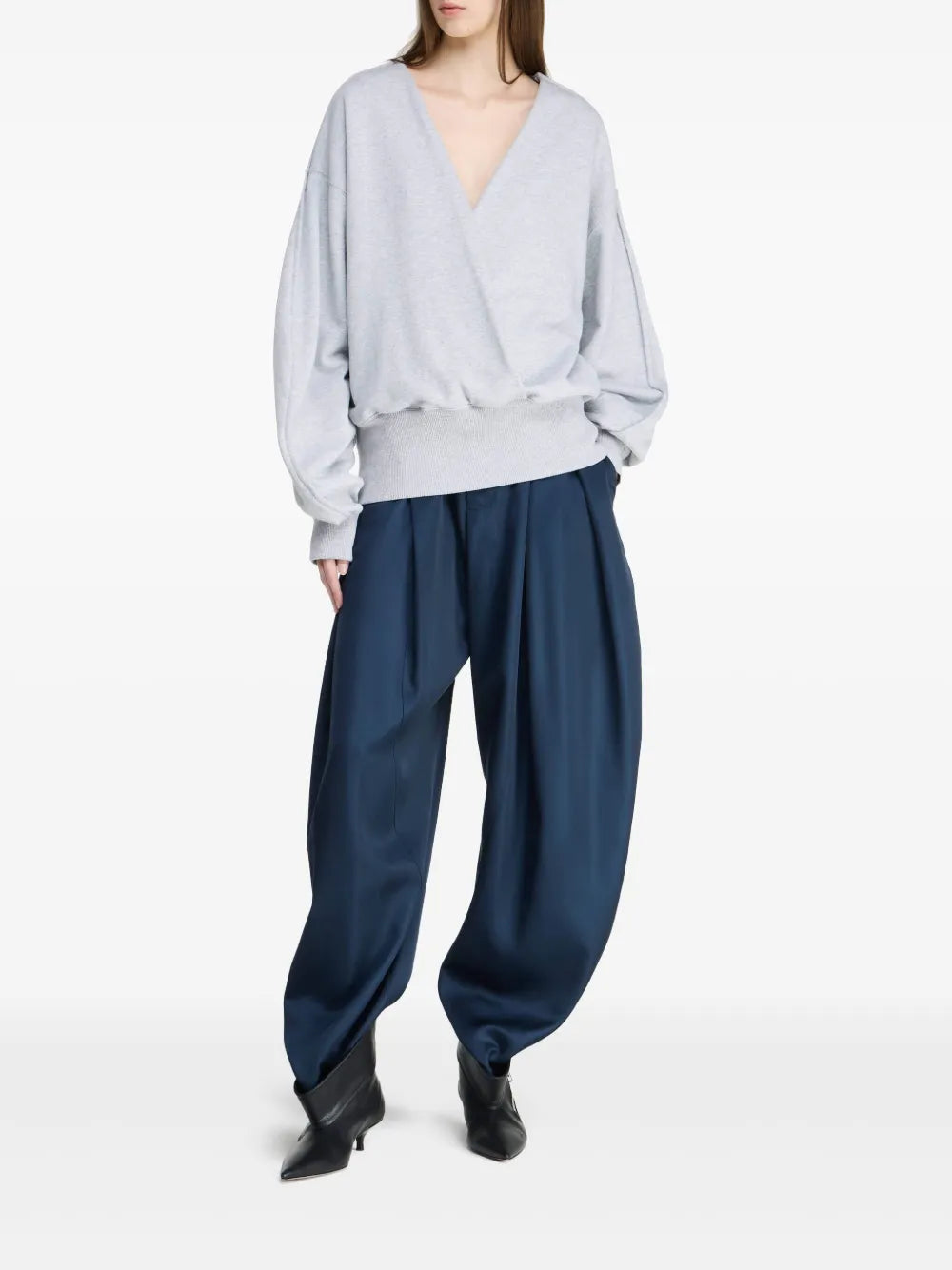 Rounded Wrap-Front Sweatshirt