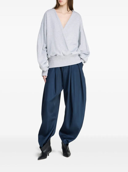 Rounded Wrap-Front Sweatshirt
