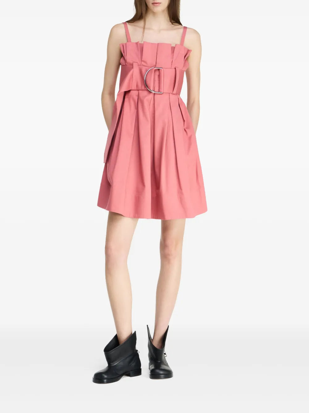 Belted Pleated Mini Dress