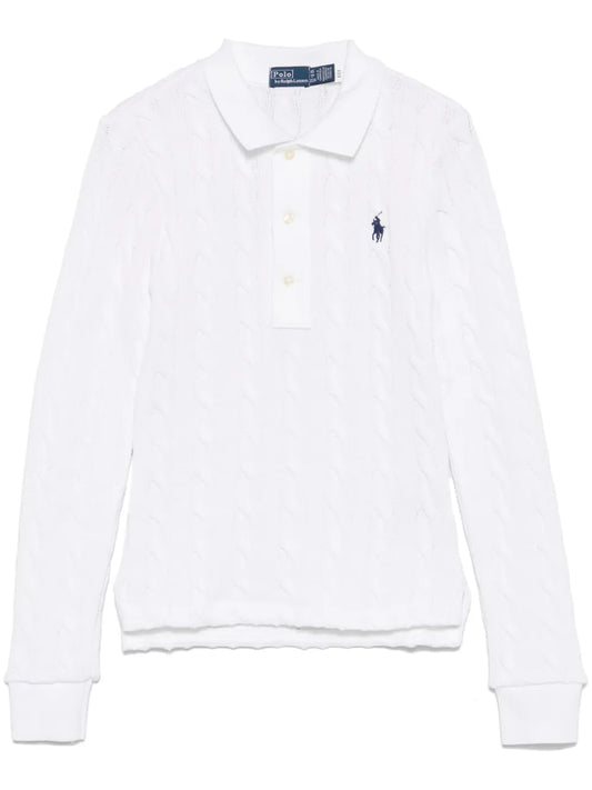 Cable-Knit Polo Top