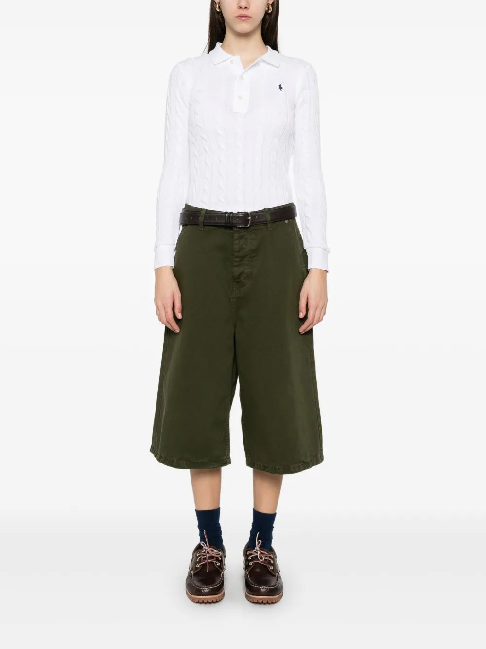 Cable-Knit Polo Top
