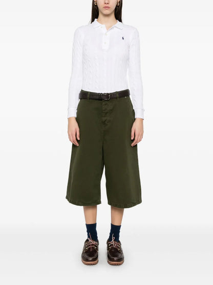 Cable-Knit Polo Top
