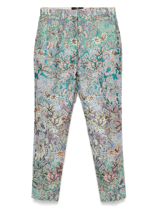 Floral-Jacquard Trousers