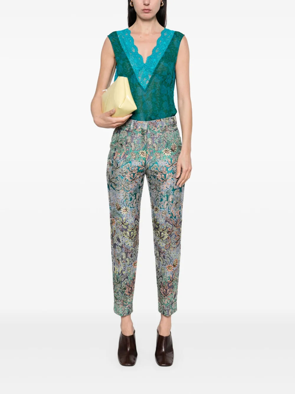 Floral-Jacquard Trousers