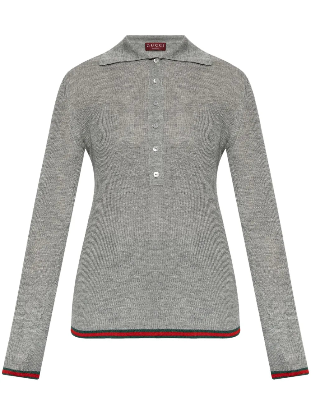 Web-Stripe Trim Polo Top