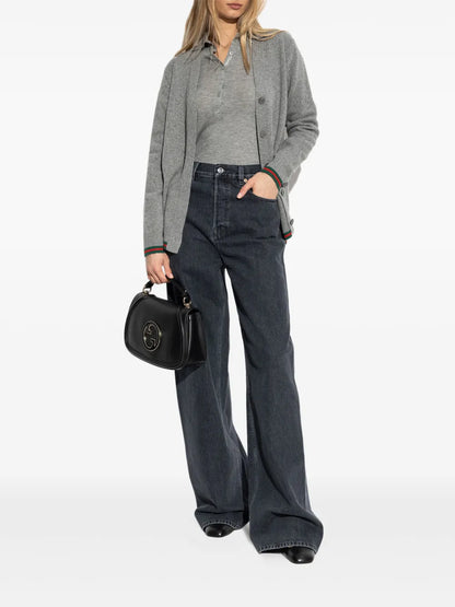 Web-Stripe Trim Polo Top