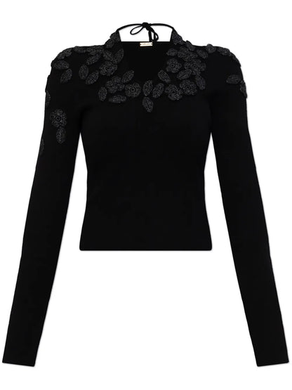 Floral-Embroidered Top