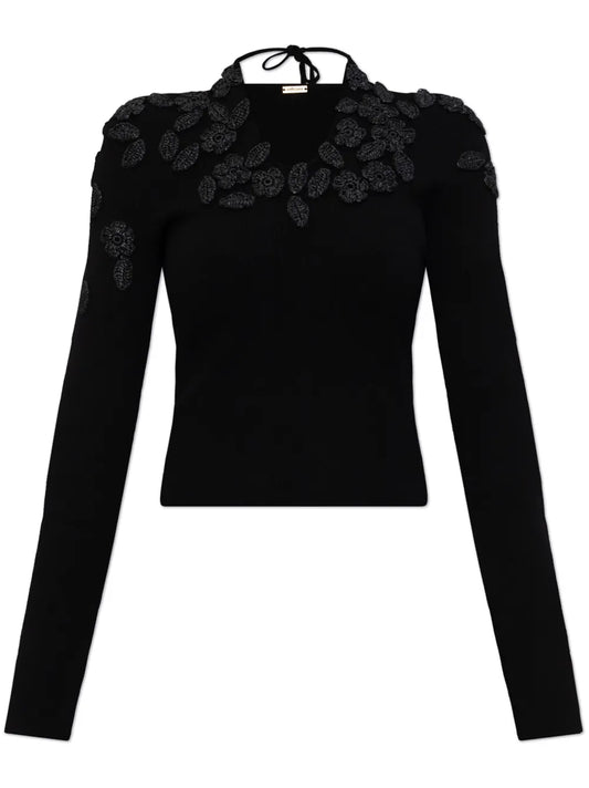 Floral-Embroidered Top