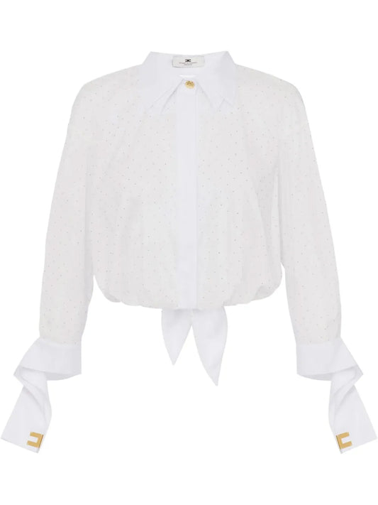 Rhinestone-Embellished Poplin Shirt