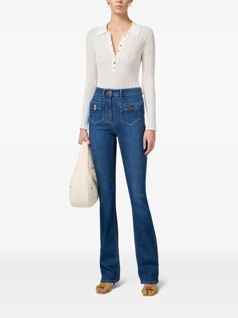 Bow-Detailing Flared Jeans