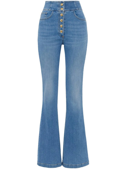 Logo-Button Flared Jeans
