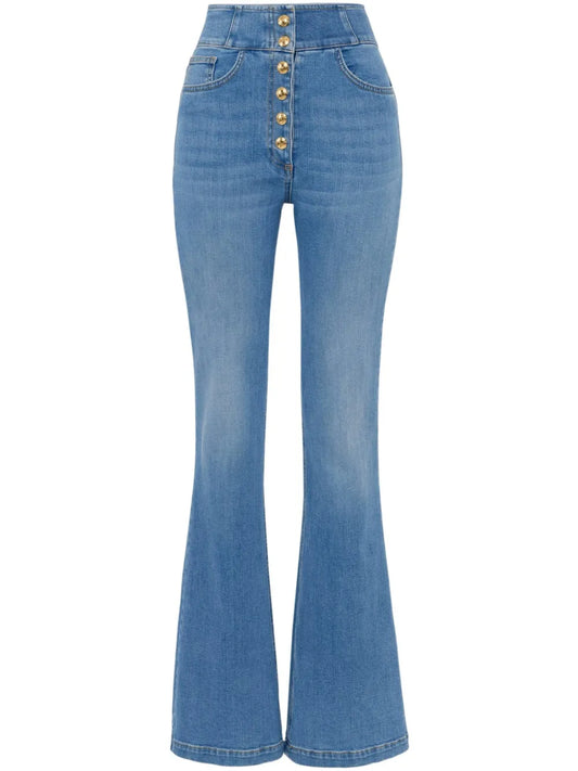 Logo-Button Flared Jeans