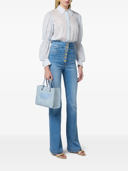 Logo-Button Flared Jeans