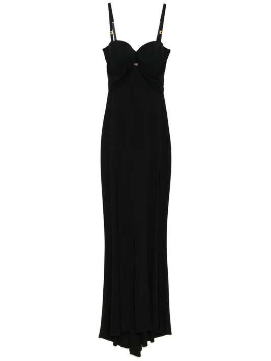 Corset-Style Crepe Maxi Dress