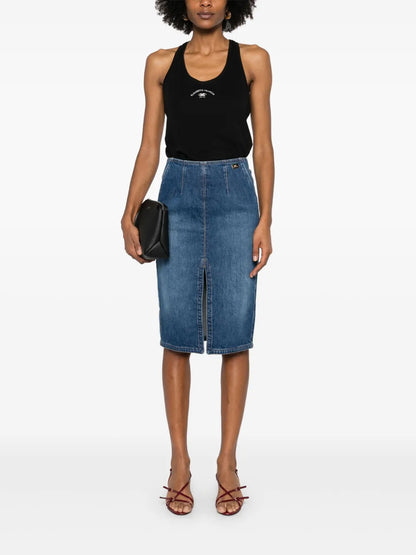 Slit-Detail Midi Skirt