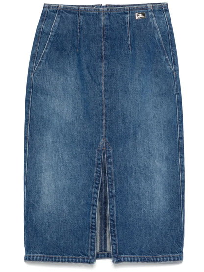 Slit-Detail Midi Skirt