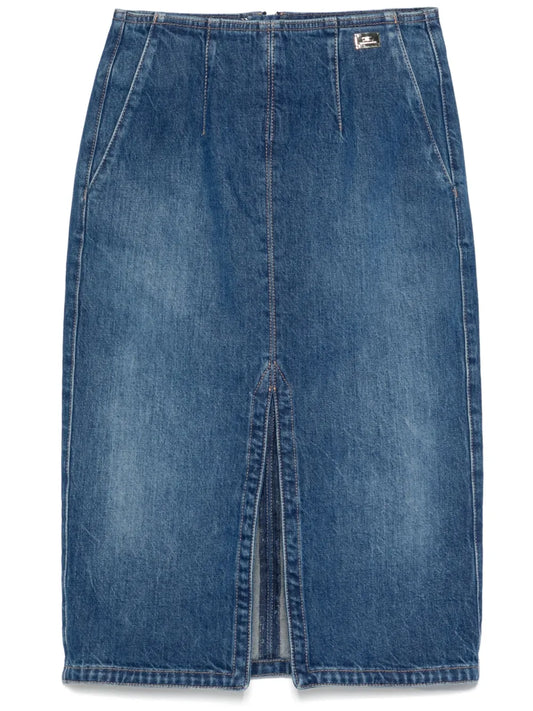 Slit-Detail Midi Skirt