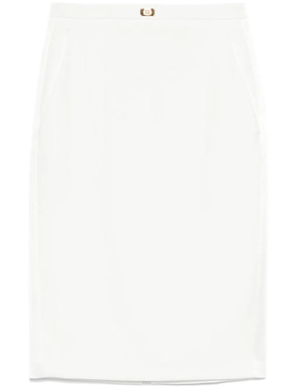 Satin-Trim Crepe Midi Skirt
