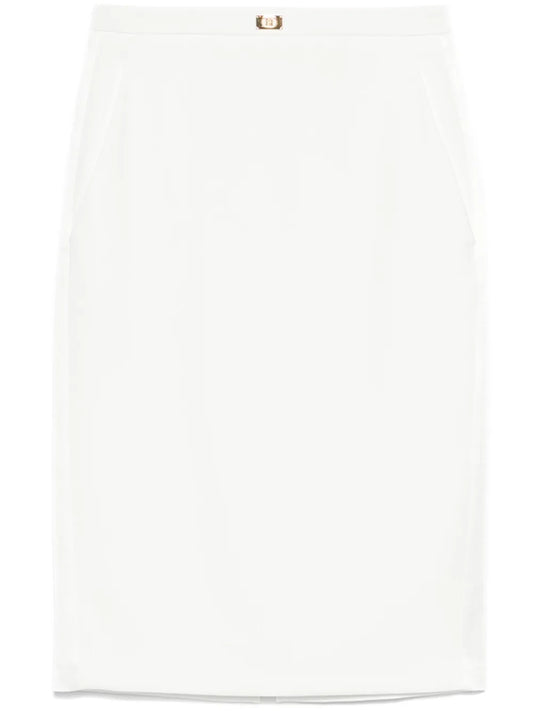 Satin-Trim Crepe Midi Skirt