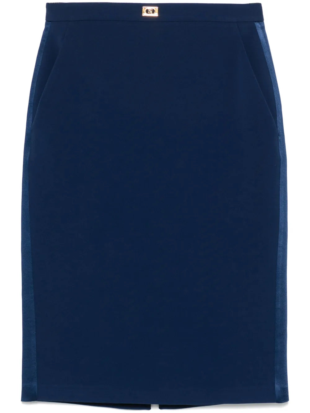 Satin-Trim Crepe Midi Skirt