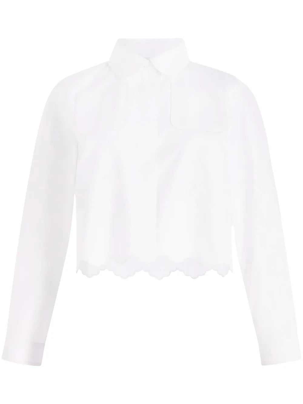 Cropped Scalloped Poplin Shirt