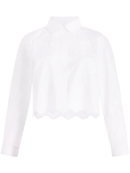 Cropped Scalloped Poplin Shirt