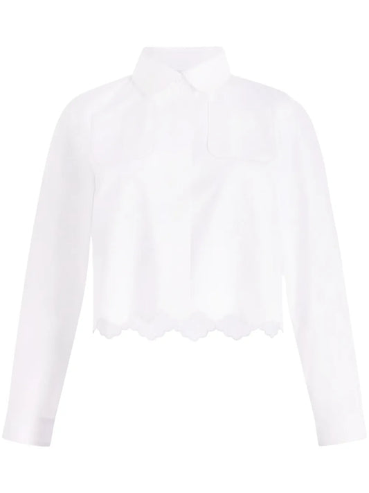 Cropped Scalloped Poplin Shirt