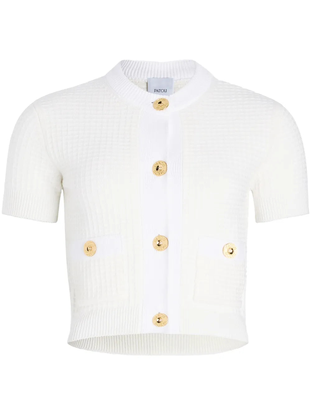 Cropped Waffle-Knit Cardigan