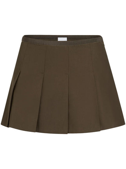 Pleated Gabardine Mini Skirt